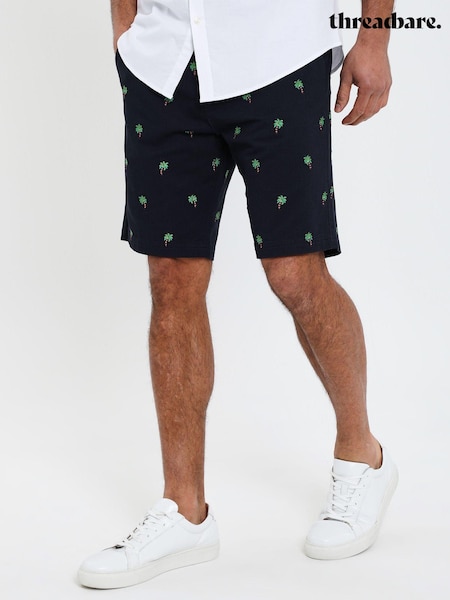 Threadbare Blue Camo 100% Cotton Embroidered Chino Shorts (B55969) | AED57