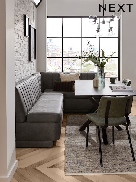 Monza Faux Leather Dark Grey Anderson Storage Right Hand Dining Bench (B55996) | €1,650