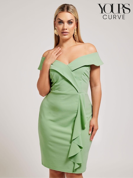 Yours Curve Green London Tuxedo Frill Shift Dress (B56037) | 247 QAR