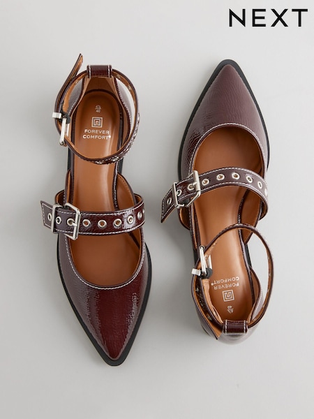Berry Red Forever Comfort® Patent Eyelet Point Toe Shoes (B56056) | €50