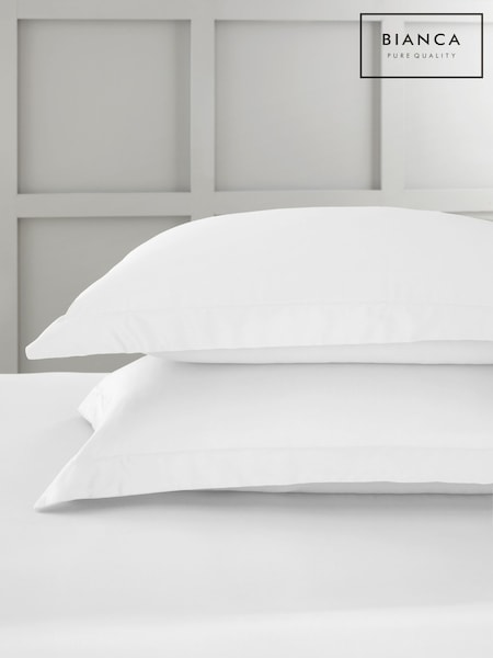 Bianca Set of 2 White 400 Thread Count 100% Cotton Sateen Oxford Pillowcases (B56096) | 69 QAR