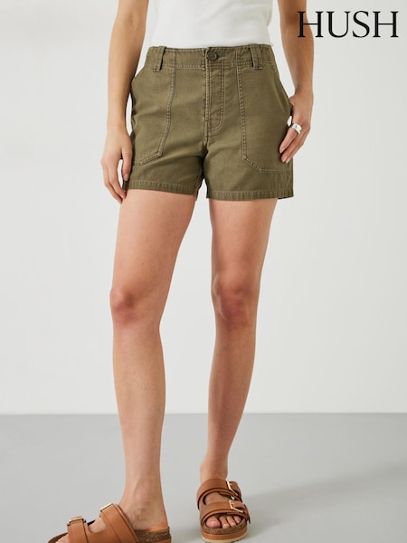 Hush Green Kia Washed 100% Cotton Shorts (B56101) | €42
