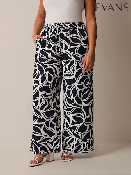 Evans Wide Leg Air Flow White Ground	Trousers (B56105) | 96 QAR