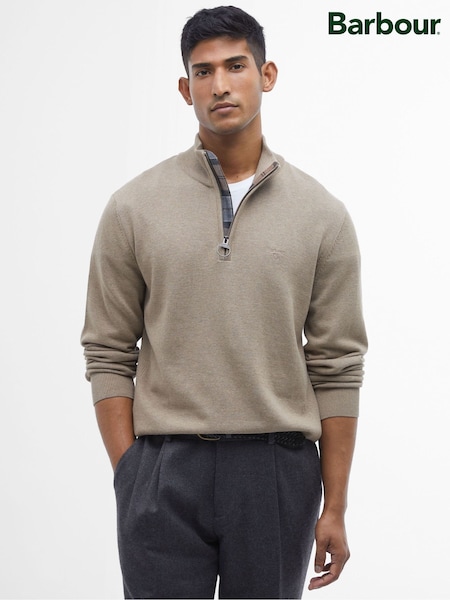 Barbour® Green 100% Cotton Quarter Zip Jumper (B56135) | 266 QAR