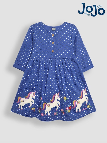 JoJo Maman Bébé Unicorn Applique Button Front Dress (B56217) | € 30