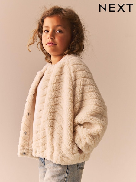 Cream Borg Fleece Bomber Jacket (3-16yrs) (B56288) | 109 QAR - 139 QAR