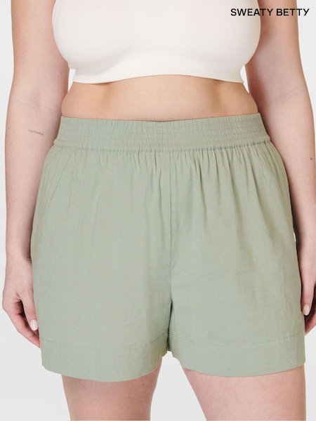 Sweaty Betty Savannah Green Summer Stretch Linen Shorts (B56329) | €39