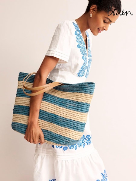 Boden Blue Raffia Tote Bag (B56390) | €62