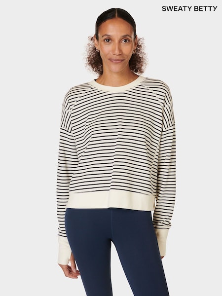 Lily Valkoinen Raita - Sweaty Betty After Class Crop Sweatshirt (B56611) | €71