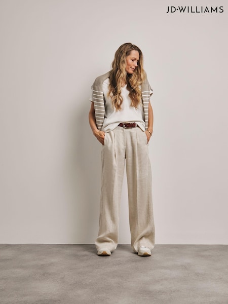 JD Williams Anthology 100% Linen Wide Leg Trousers (B56706) | 161 LEI