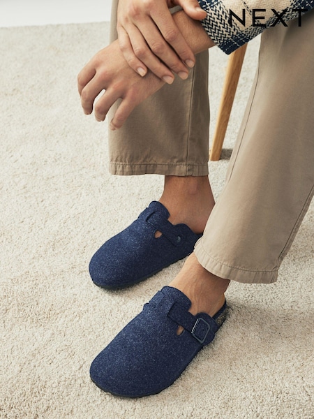 Marineblauw - Pantoffelmuiltjes met gesp (B56727) | € 24