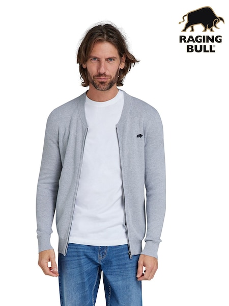 Raging Bull Grey Knitted Baseball Cardigan (B56749) | €42 - €44