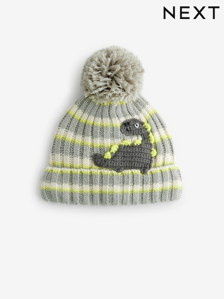 Grey Dinosaur - Character Pom Hat (3mths-10yrs) (B56788) | € 7 - € 9