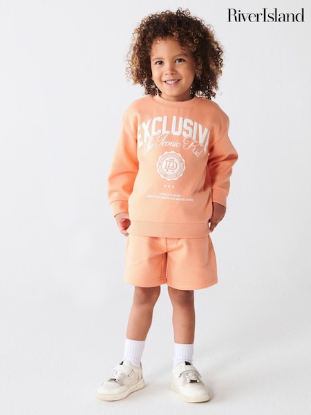 River Island Coral Mini Boys Varsity Sweat Short Set (B56808) | €10.50