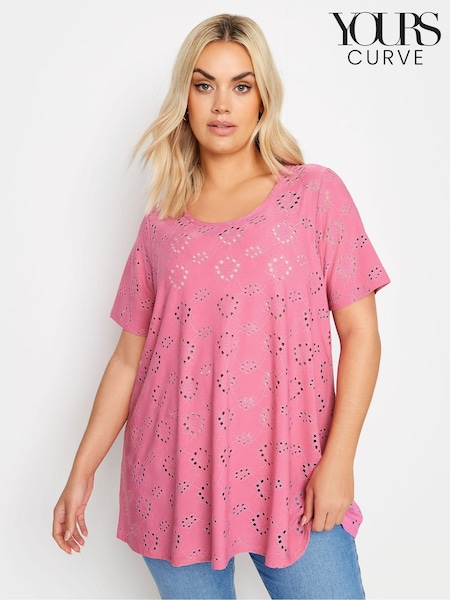 Yours Curve Pink Broderie Anglaise Blouses (B56866) | €25