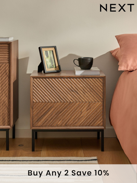Dark Natural Marlow Oak Effect 2 Drawer Bedside Table (B56887) | €245