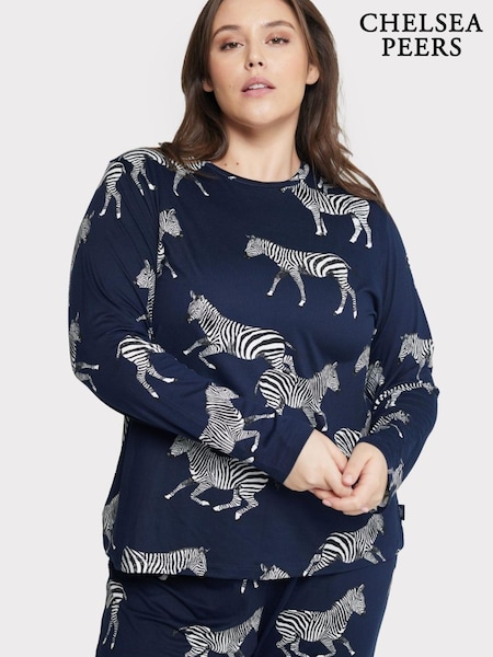 Chelsea Peers Navy Zebra Classic Pyjamas Set (B56946) | ‏188 ر.ق.
