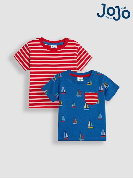 JoJo Maman Bébé Sailboat Print & Stripe T-Shirts 2 Pack (B57151) | 34 €