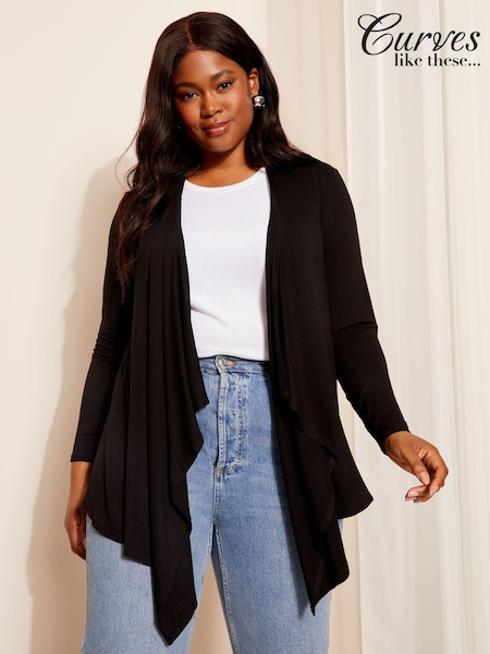 črna - Curves Like These Waterfall Cardigan (B57169) | € 23