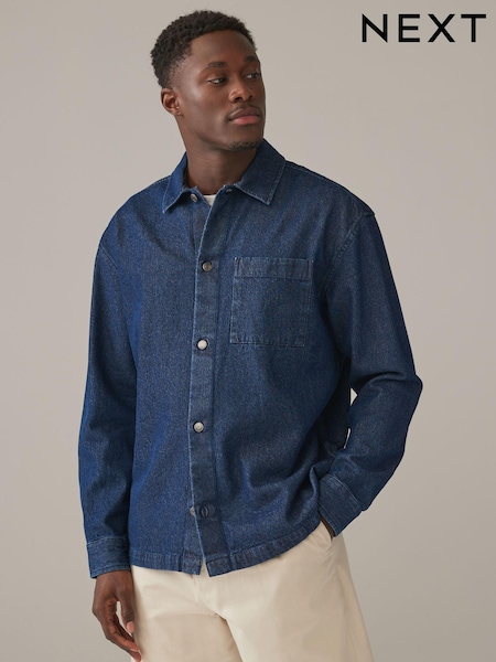 Dark Blue Denim Single Pocket 100% Cotton Shacket (B57224) | €21