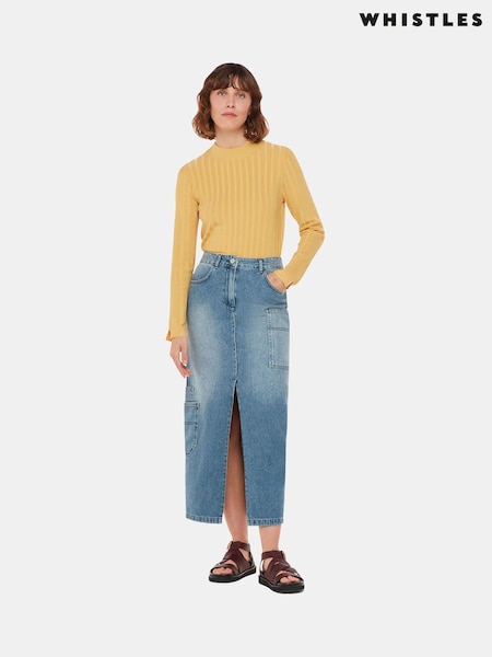 Whistles Blue Cora Utility Denim Maxi Skirt (B57265) | €51