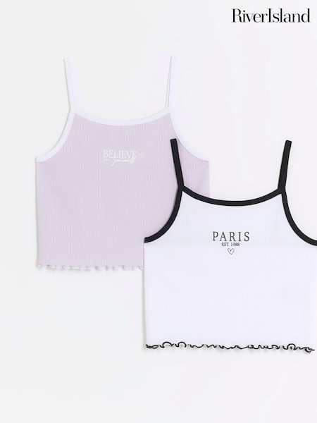 River Island Girls 100% Cotton Rib Camis 2 Pack (B57286) | € 11