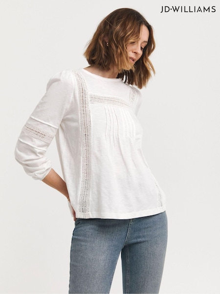 JD Williams White 100% Cotton Ladder Insert Top (B57294) | €13