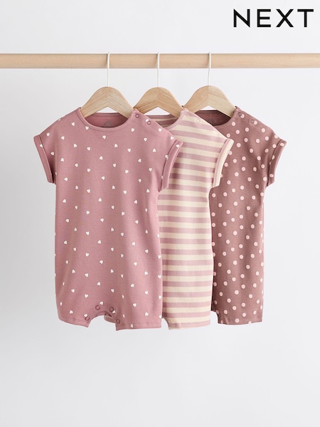 Rosa mit Tupfen/Streifen - 100% Cotton Baby Rompers 3 Pack (B57324) | 23 € - 28 €