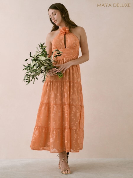 Maya Halter Neck Midaxi Dress With Corsage (B57360) | ‏18 ر.ع.‏