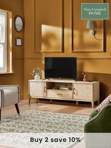 Nina Campbell Light Oak Wide Tedworth Up to 60 Inch TV Unit (B57366) | €882