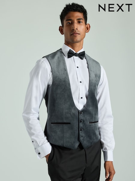 Charcoal Grey Velvet Waistcoat (B57417) | €46