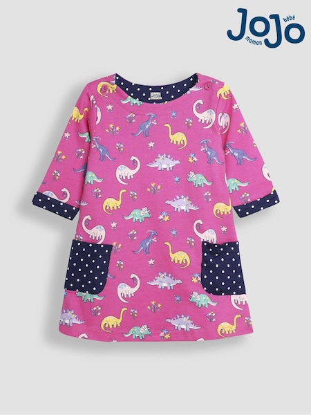 JoJo Maman Bébé Fuchsia Pink Dino A-Line Dress (B57439) | €39