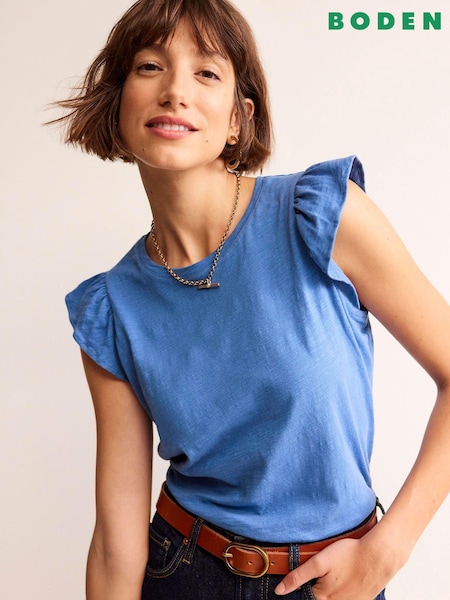 Boden Blue 100% Cotton Flutter Top (B57536) | €14.50