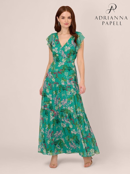 Adrianna Papell Green Print Tier Maxi Dress (B57541) | 62 €