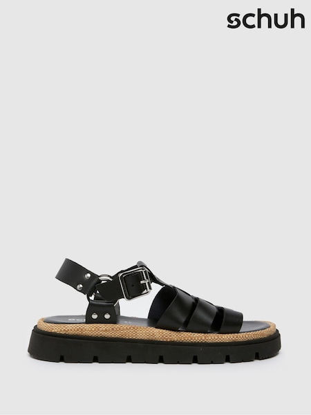 Schuh Texas Leather Gladiator Black Sandals (B57649) | AED174