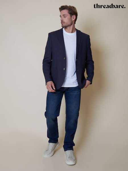 Threadbare Blue Luxe Linen Blend Single Breasted Blazer (B57742) | €24