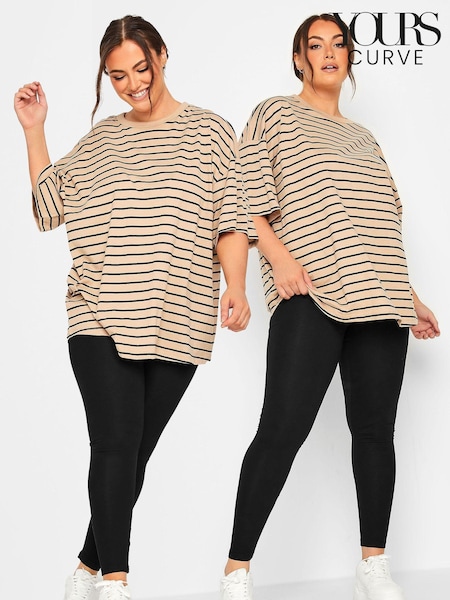 Yours Curve Black Cotton Essential Leggings 2 Pack (B57780) | R$ 215