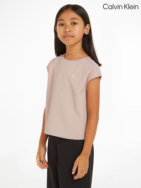 Calvin Klein Pink Seersucker Woven Top (B57815) | €25 - €30