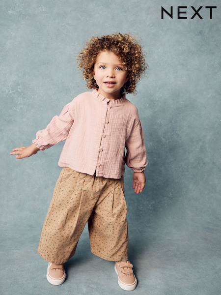 Pink 100% Cotton Blouse and Co-ord Trousers Set (3mths-8yrs) (B57822) | €23 - €29