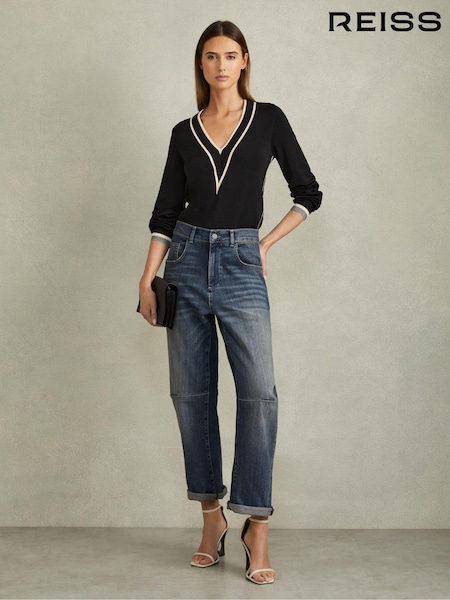 Reiss Faith Contrast Trim V-neck Jumper (B57876) | 1,221 LEI