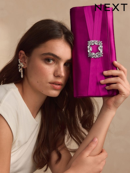 Pink Sparkle Brooch Clutch Bag (B57877) | €17.50