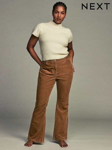 Brown Hourglass Cord Flared Trousers (B57884) | AED95