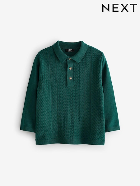 Green Long Sleeve Cable Polo Shirt (3mths-7yrs) (B57885) | €7.50 - €8.50