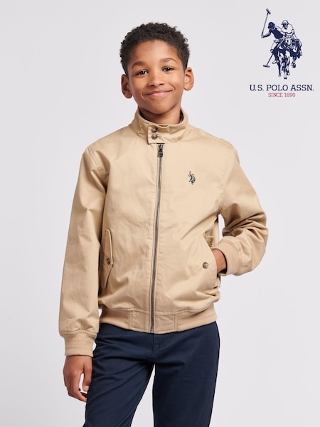 U.S. Polo Assn. Brown Boys 100% Cotton Twill Harrington Jacket (B57922) | €92 - €111