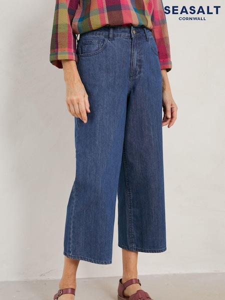 Seasalt Cornwall Blue Barnes Crop Trousers (B58139) | AED198