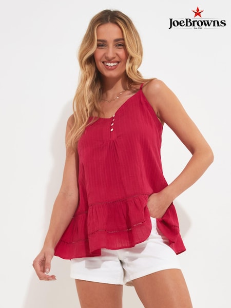 Joe Browns Pink Relaxed Ladder Lace 100% Cotton Cami (B58185) | €25