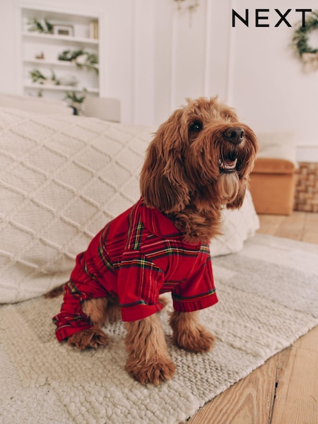 Red Check Matching Family Pets Christmas Flannel 100% Cotton Pyjamas (B58199) | €13