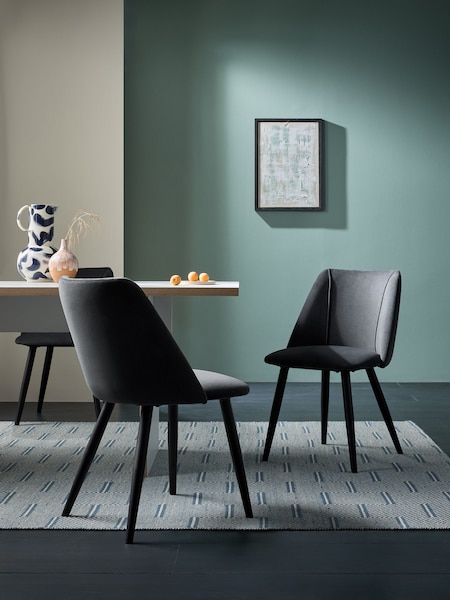 MADE.COM Set of 2 Charcoal Black Lule Non Arm Dining Chairs (B58315) | €377