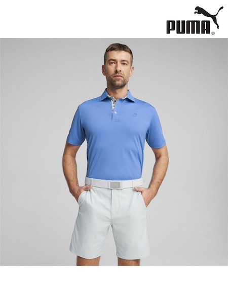 Puma x Arnold Palmer Blue Floral Trim Mens Polo Shirt (B58418) | €73