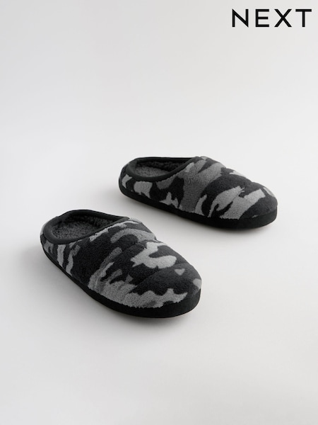 Grijs camouflage - Instappantoffels met warme voering (B58430) | € 11 - € 15